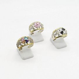 ANILLO TREBOL CALADO CUBICS /PLATA Y ORO